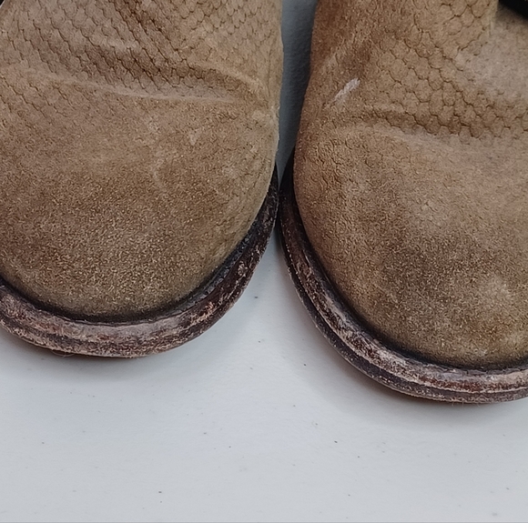 Free People Boho Leather Sz 38 Tortuga Strappy Suede Stacked Heel Booties - Picture 10 of 16